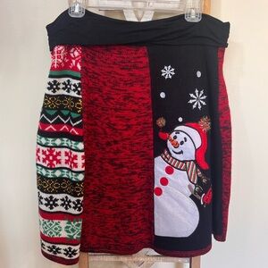 Holiday Traditions Sweater Snowman Skirt Size XL